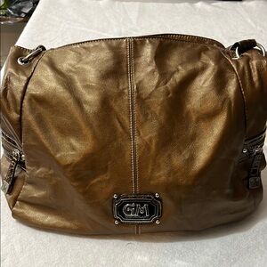 Gia‎ Milani Shoulder Purse Hobo Bag Bronze Outside Pockets